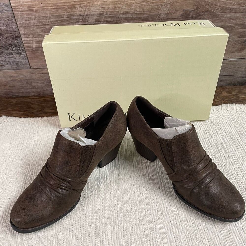 KIM ROGERS Womens Rizza Ankle Boots Shootie Booties Dark Brown Size 8 EXCELLENT